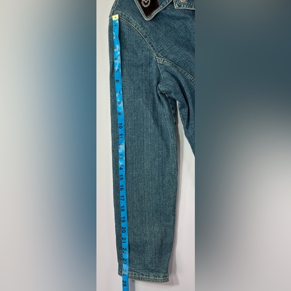 Christopher & Banks Denim Jacket w/ Velvet/Sequin Trim - dark wash/paisley, XL - Picture 7 of 8